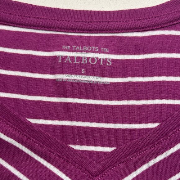 Talbots V-Neck Strafford Stripe Tee - Size Small - New With Tag - Picture 2 of 3